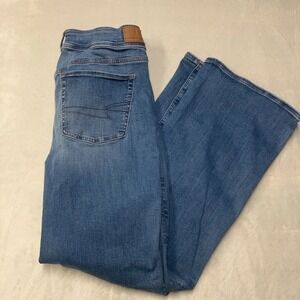 American Eagle‎ Womens 16 Regular Kick Boot Cut Blue Denim Jeans Stretch